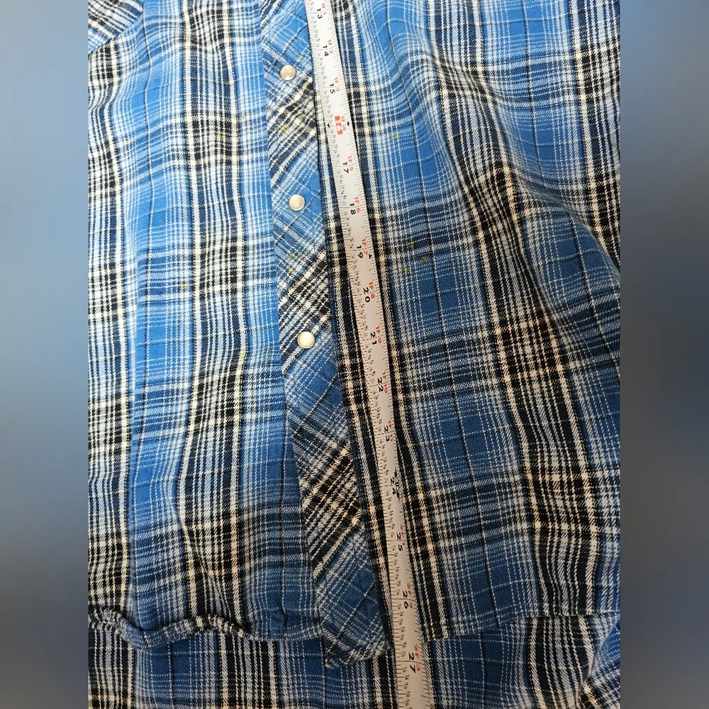 Wrangler Wrancher Men's 3X Pearl Snap Flannel Shirt Blue Plaid Western Cowboy